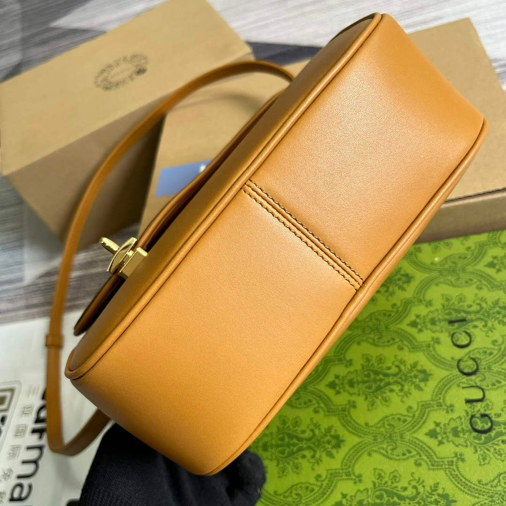 Gucci 740988 Equestrian inspired shoulder bag Cuir and brown