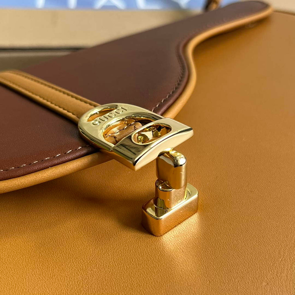Gucci 740988 Equestrian inspired shoulder bag Cuir and brown