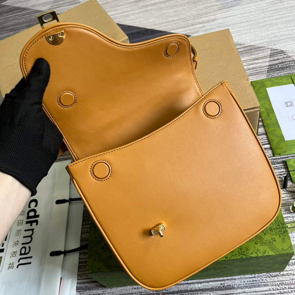 Gucci 740988 Equestrian inspired shoulder bag Cuir and brown