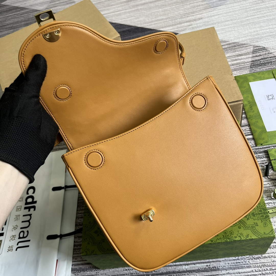 Gucci 740988 Equestrian inspired shoulder bag Cuir and brown