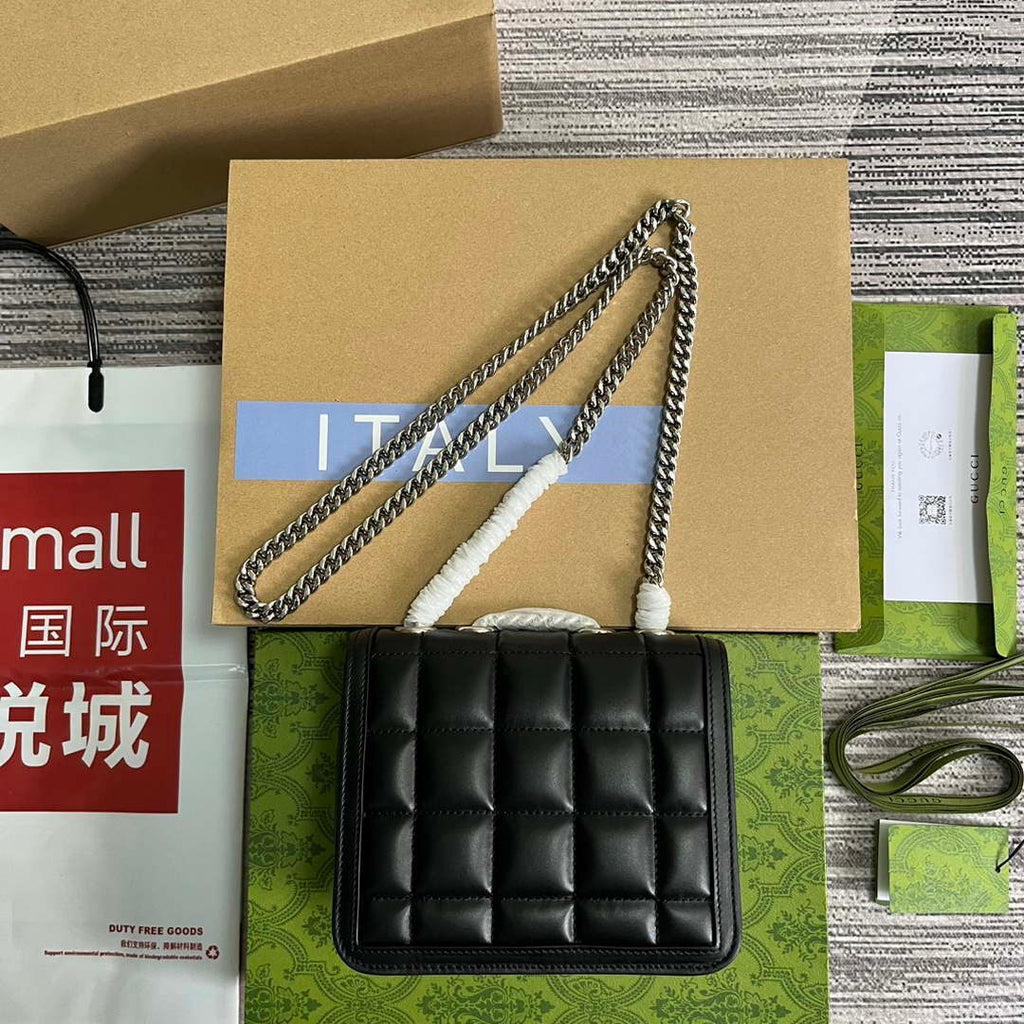 Gucci ?741457 Gucci Deco Mini Shoulder Bag Black