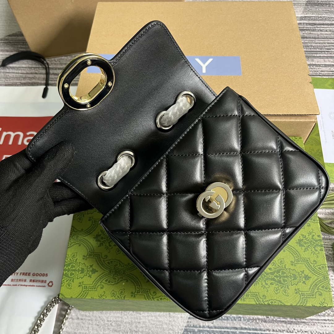 Gucci ?741457 Gucci Deco Mini Shoulder Bag Black