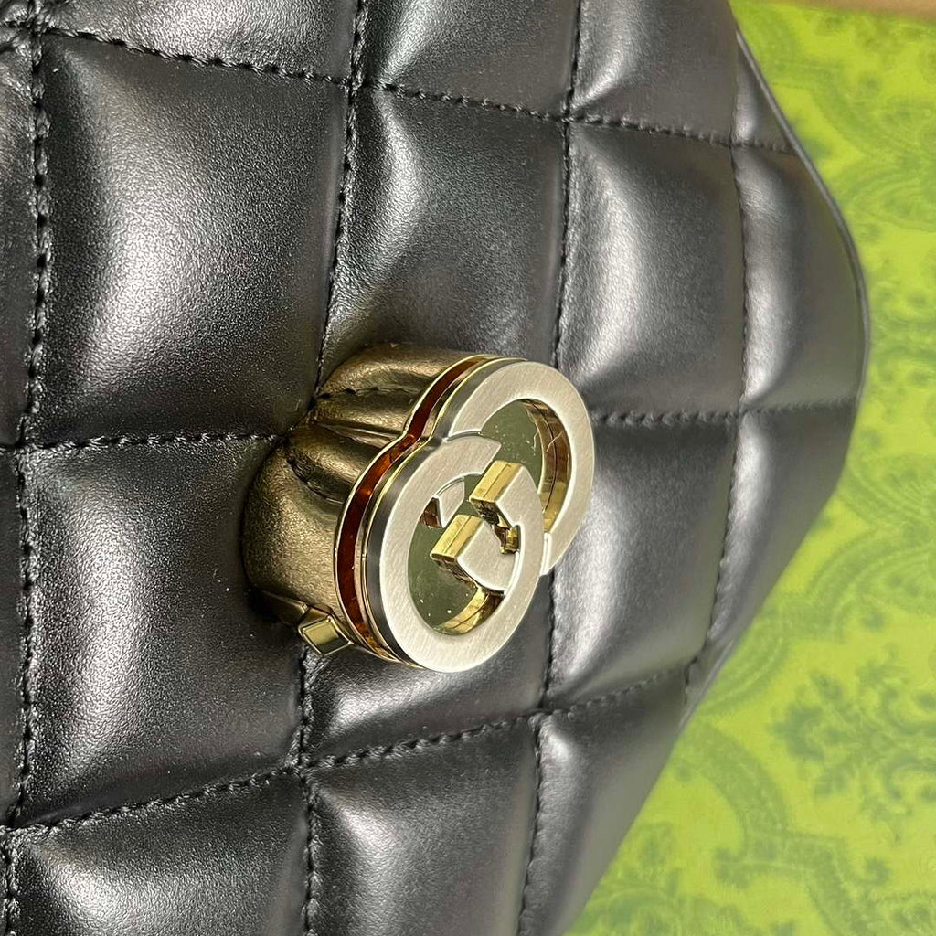 Gucci ?741457 Gucci Deco Mini Shoulder Bag Black