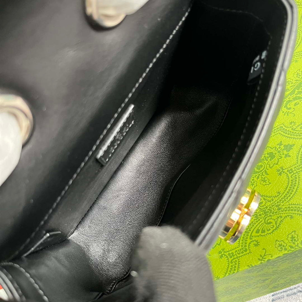 Gucci ?741457 Gucci Deco Mini Shoulder Bag Black