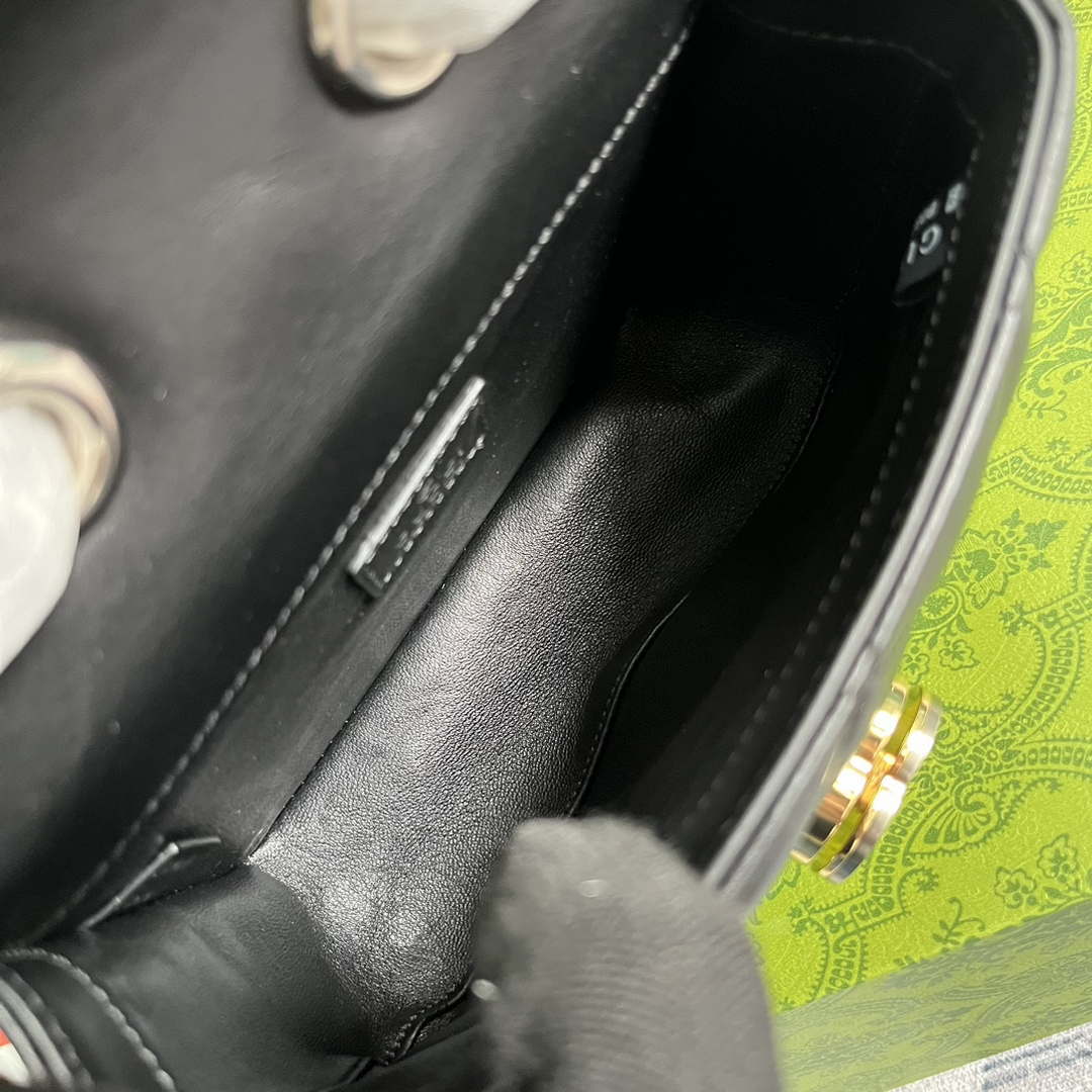 Gucci ?741457 Gucci Deco Mini Shoulder Bag Black
