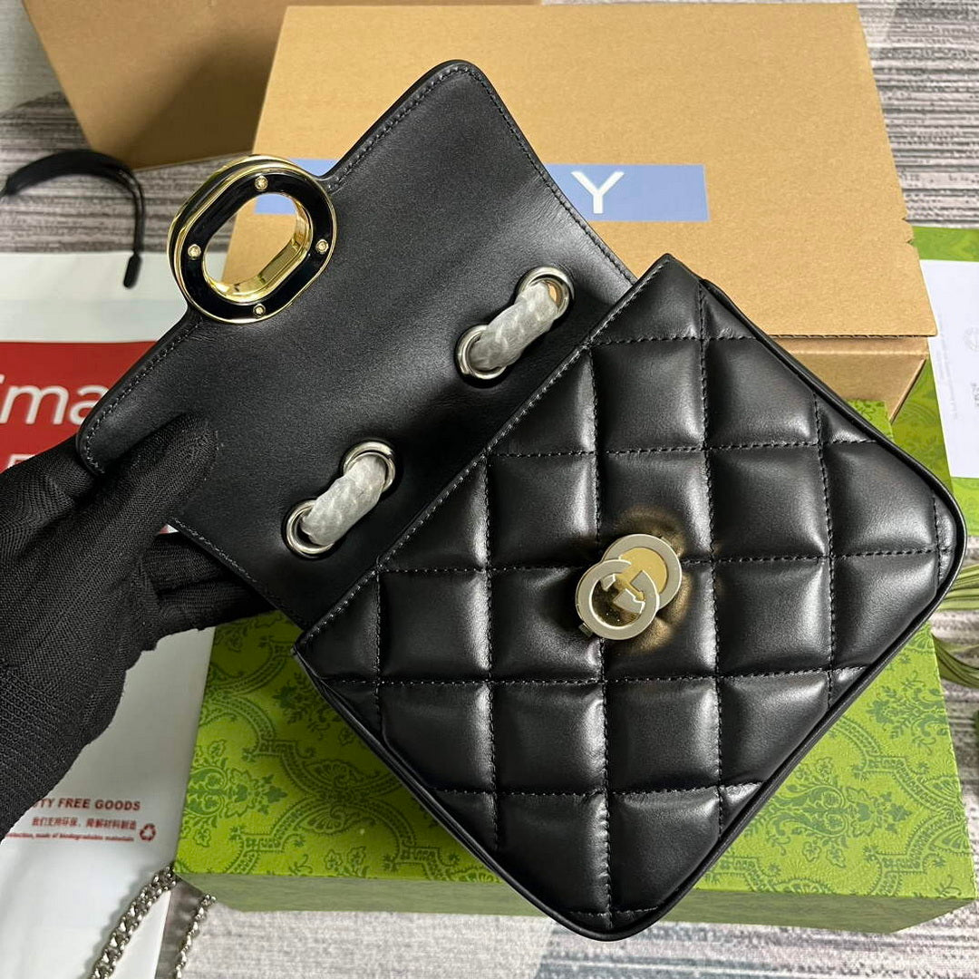 Gucci 741457 Gucci Deco mini shoulder bag Black