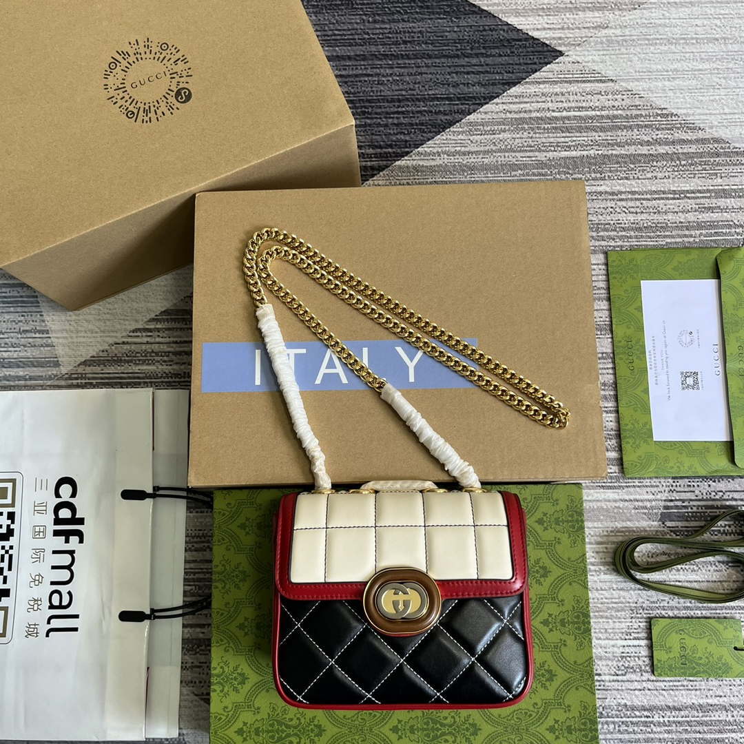 Gucci ?741457 Gucci Deco Mini Shoulder Bag Red&white