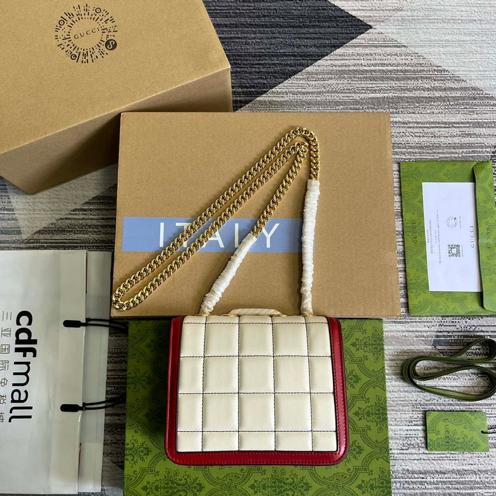 Gucci ?741457 Gucci Deco Mini Shoulder Bag Red&white