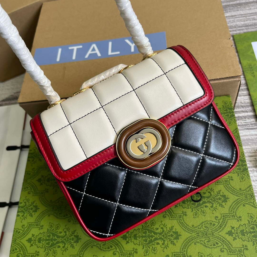 Gucci ?741457 Gucci Deco Mini Shoulder Bag Red&white