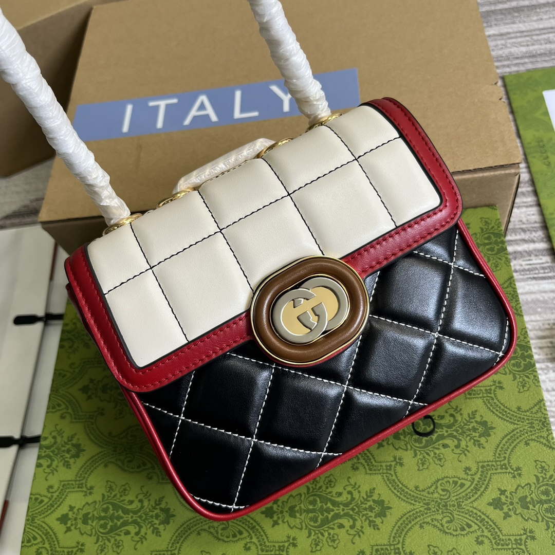 Gucci ?741457 Gucci Deco Mini Shoulder Bag Red&white