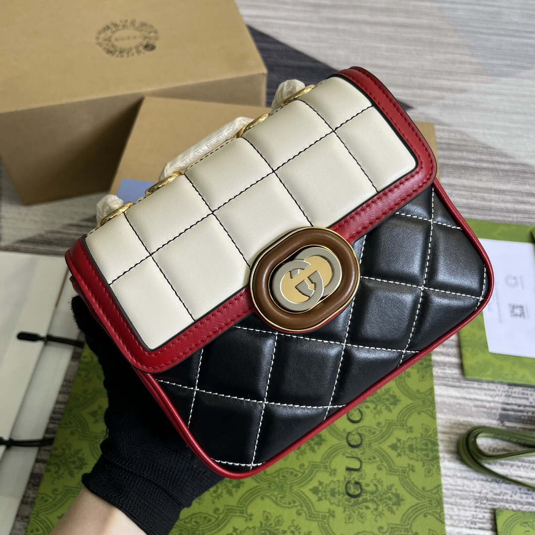 Gucci ?741457 Gucci Deco Mini Shoulder Bag Red&white