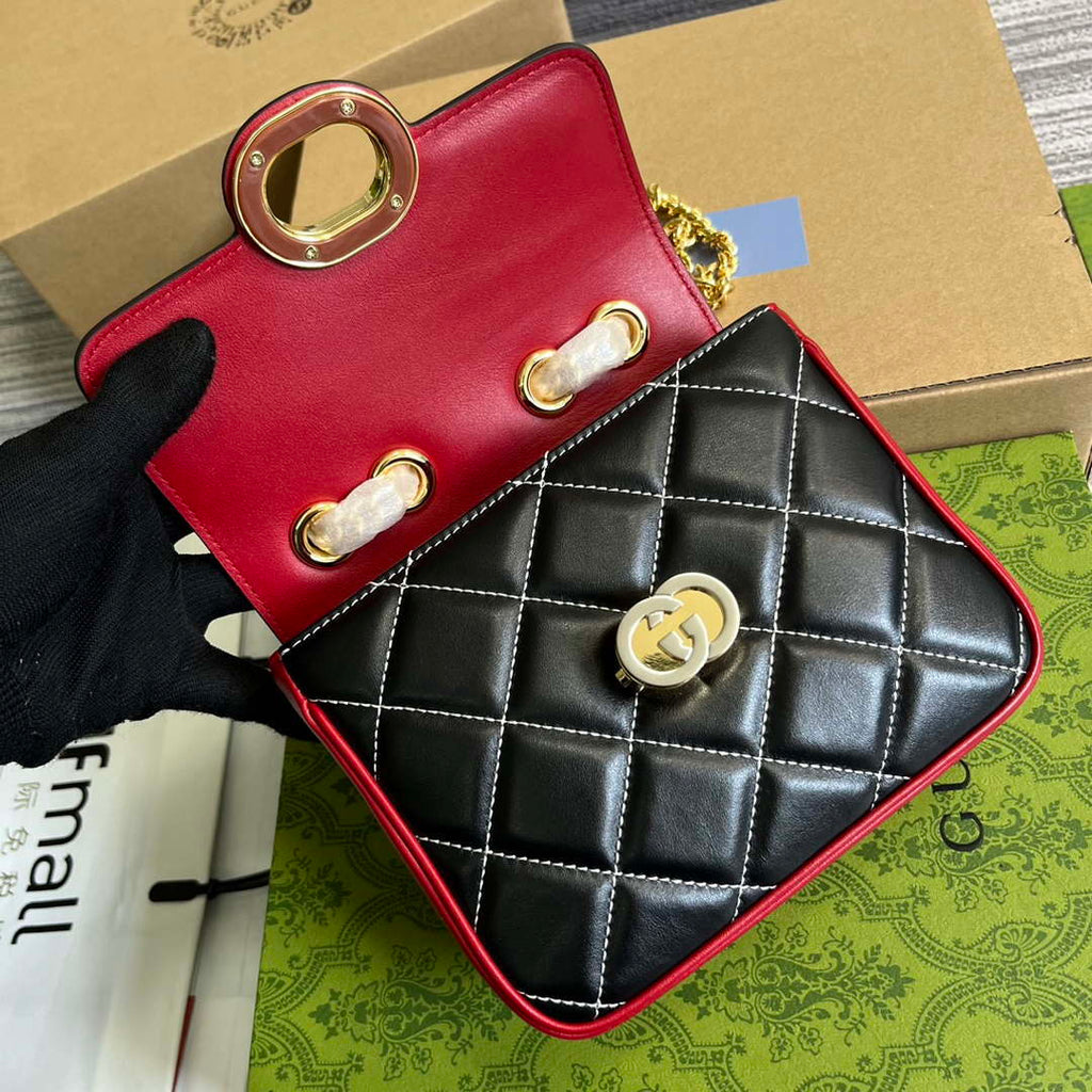Gucci ?741457 Gucci Deco Mini Shoulder Bag Red&white