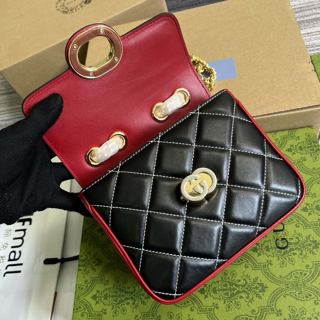 Gucci ?741457 Gucci Deco Mini Shoulder Bag Red&white