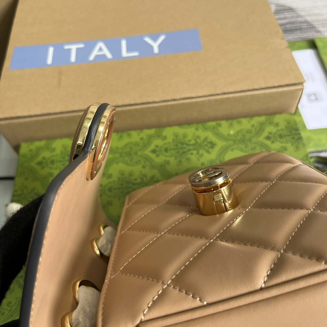Gucci ?741457 Gucci Deco Mini Shoulder Bag Rose Beige