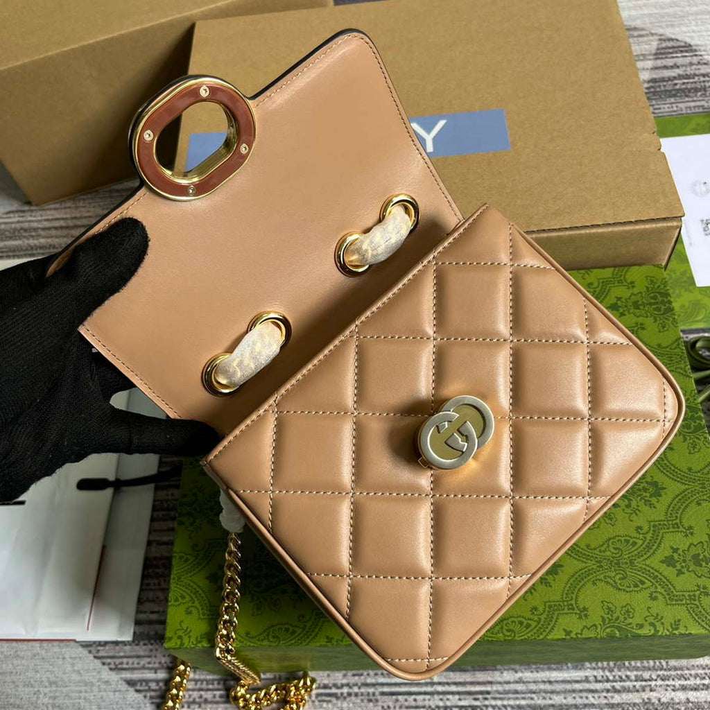 Gucci ?741457 Gucci Deco Mini Shoulder Bag Rose Beige