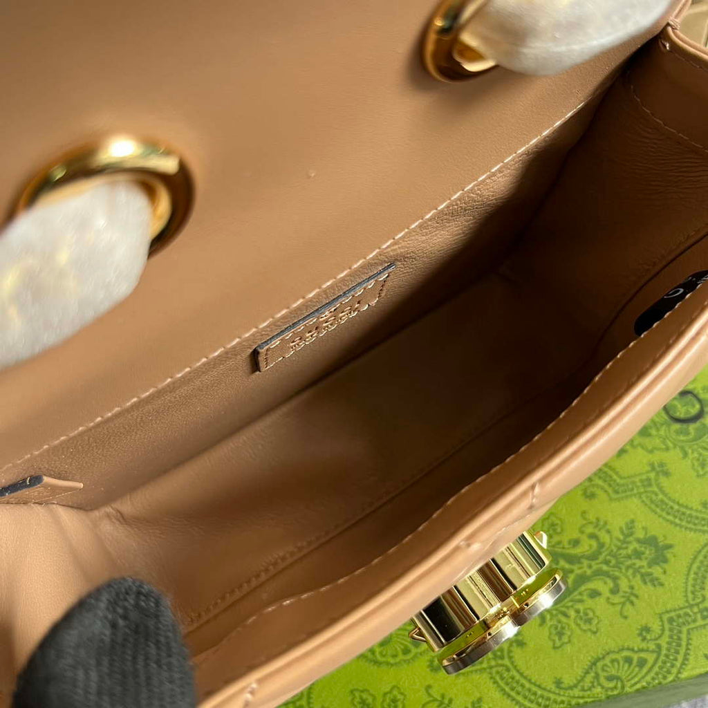 Gucci ?741457 Gucci Deco Mini Shoulder Bag Rose Beige