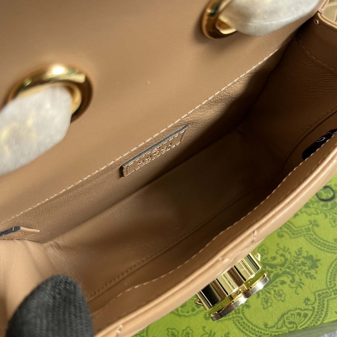 Gucci ?741457 Gucci Deco Mini Shoulder Bag Rose Beige
