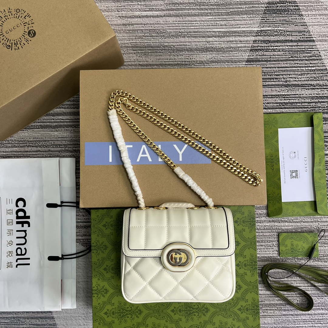 Gucci ?741457 Gucci Deco Mini Shoulder Bag White