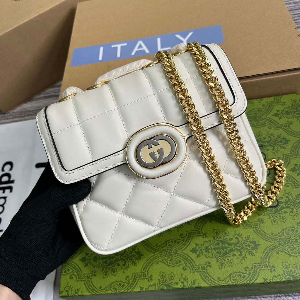 Gucci ?741457 Gucci Deco Mini Shoulder Bag White