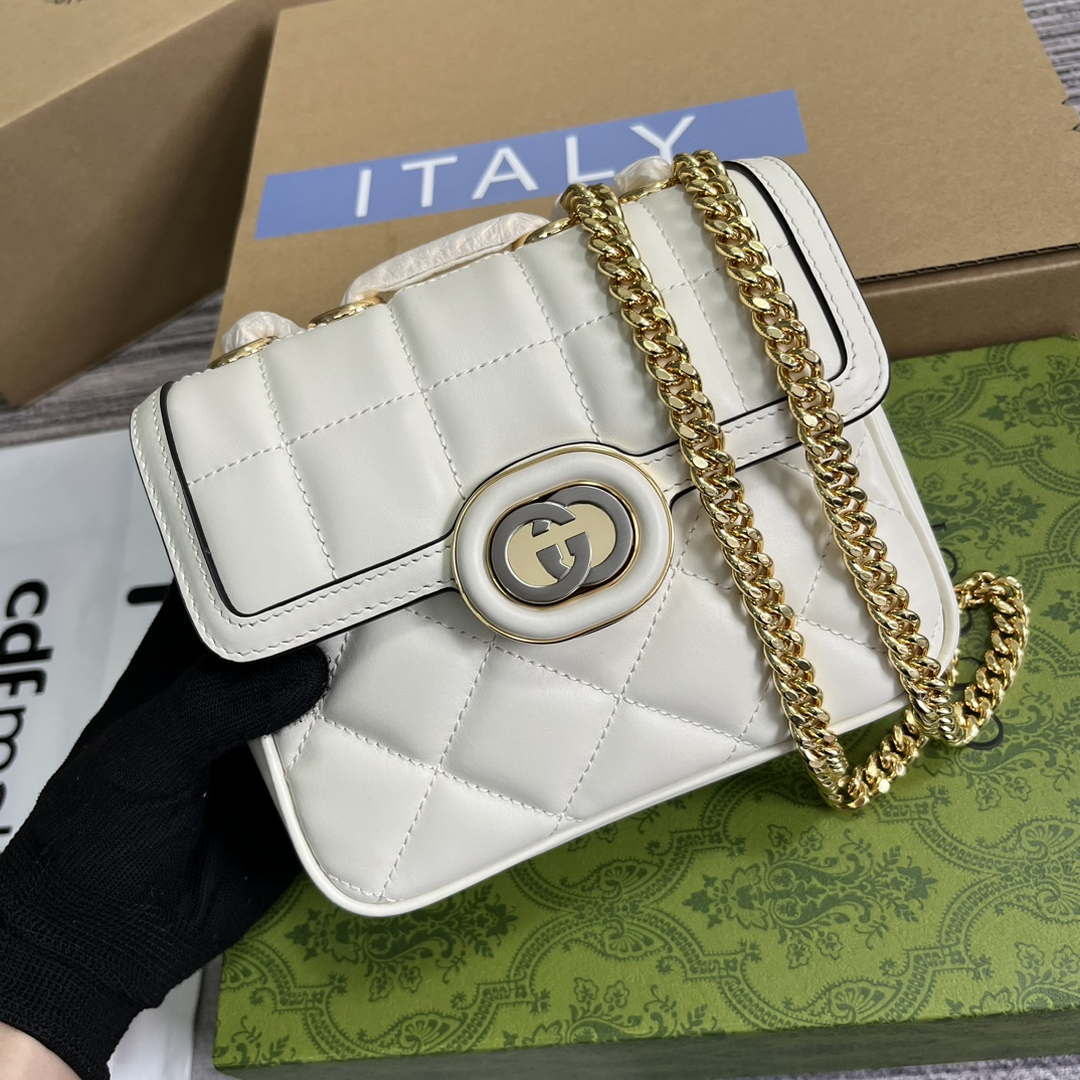 Gucci ?741457 Gucci Deco Mini Shoulder Bag White