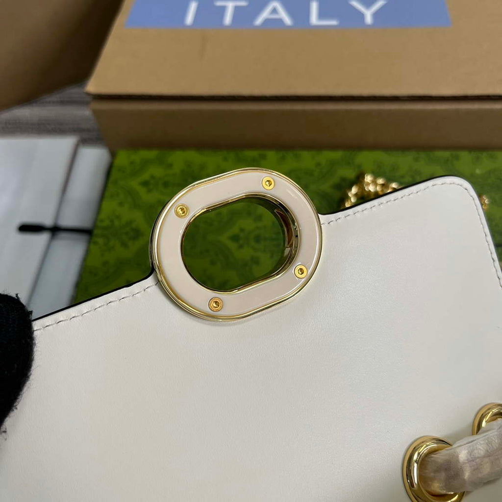 Gucci ?741457 Gucci Deco Mini Shoulder Bag White