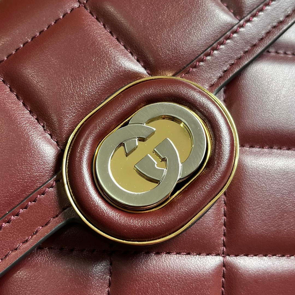 Gucci ?741457 Gucci Deco Mini Shoulder Bag Wine Red