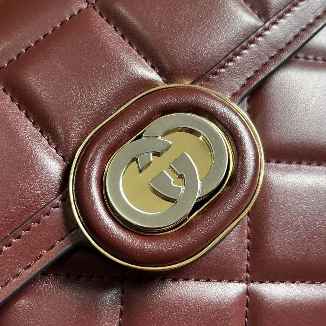 Gucci ?741457 Gucci Deco Mini Shoulder Bag Wine Red