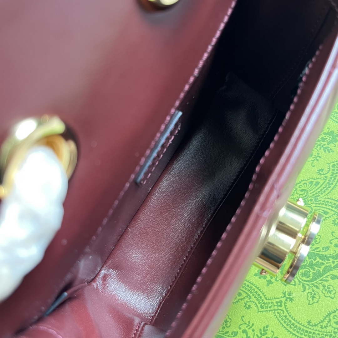 Gucci ?741457 Gucci Deco Mini Shoulder Bag Wine Red