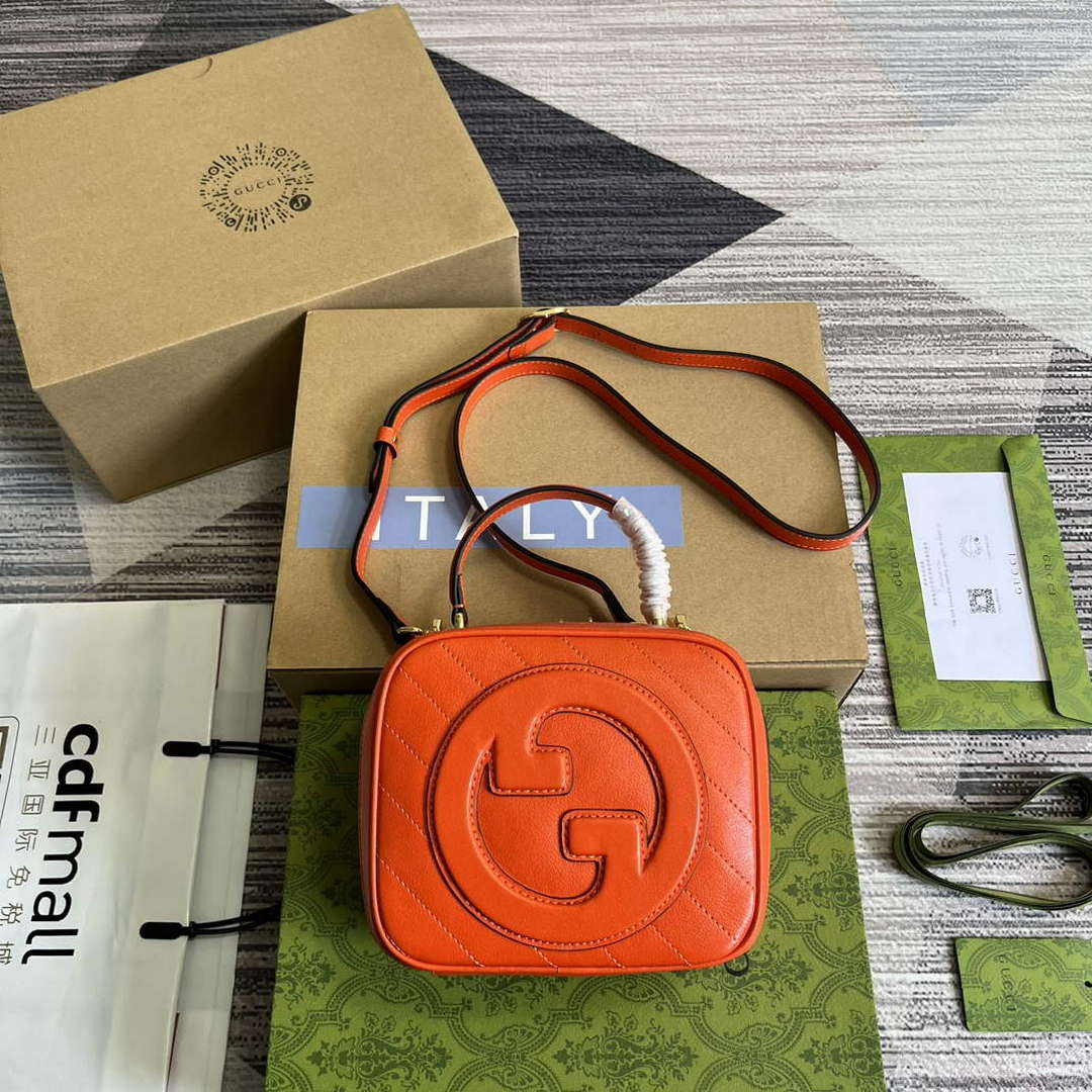 Gucci 744434 Gucci Blondie Top Handle Bag Orange - Default Title - View 1