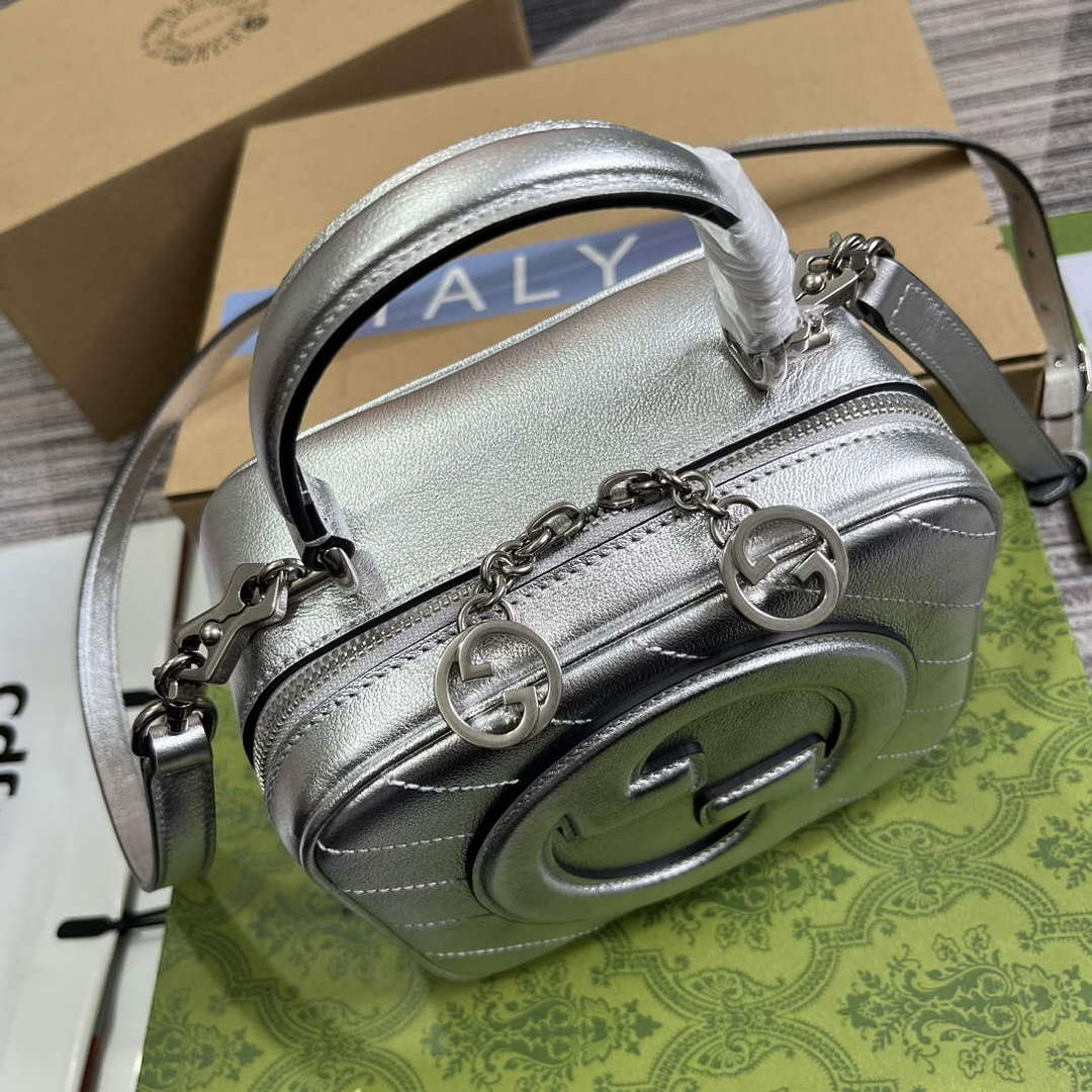 Gucci 744434 Gucci Blondie Top Handle Bag Silver - Default Title - View 5