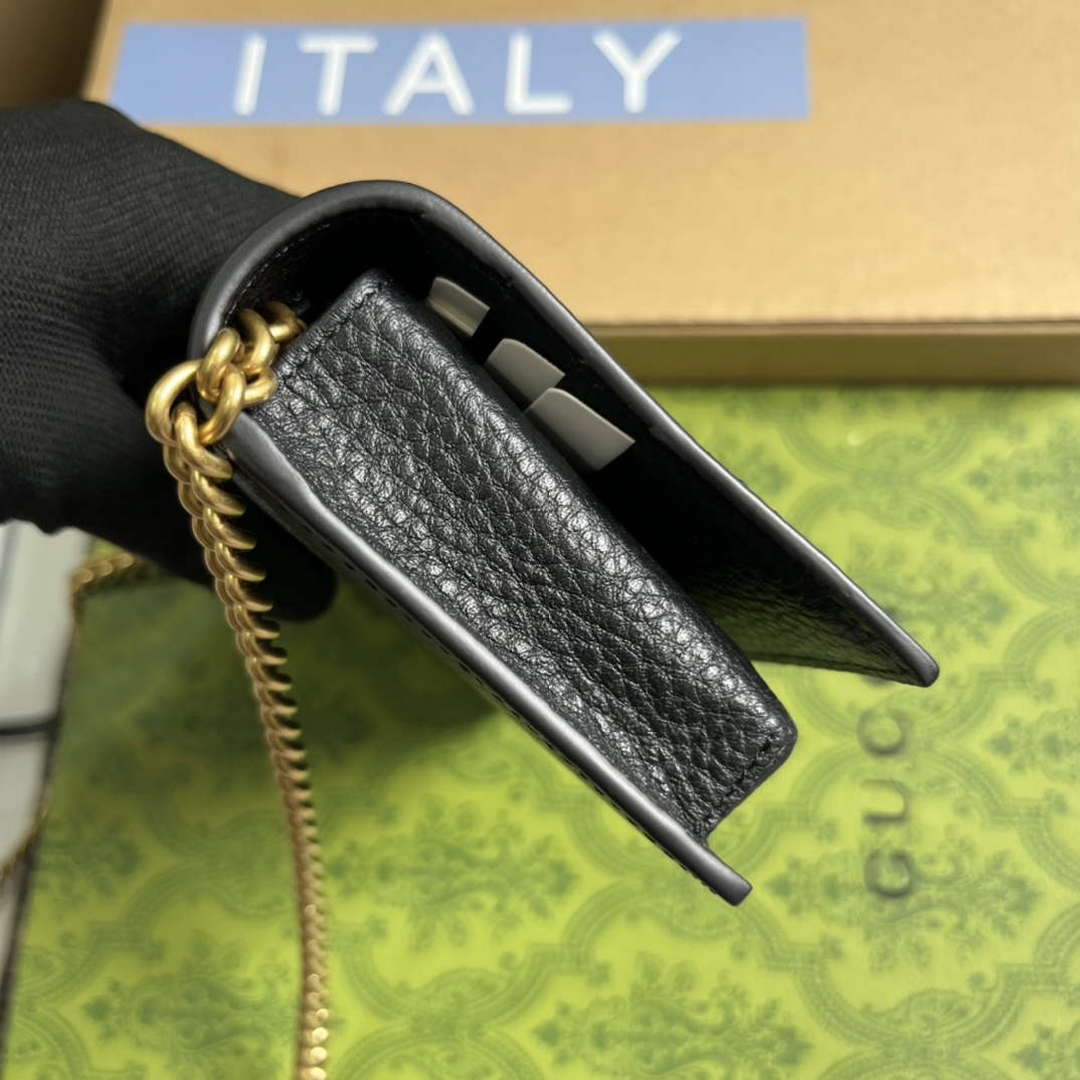 Gucci 746056 Chain Wallet With Interlocking G Python Bow Black