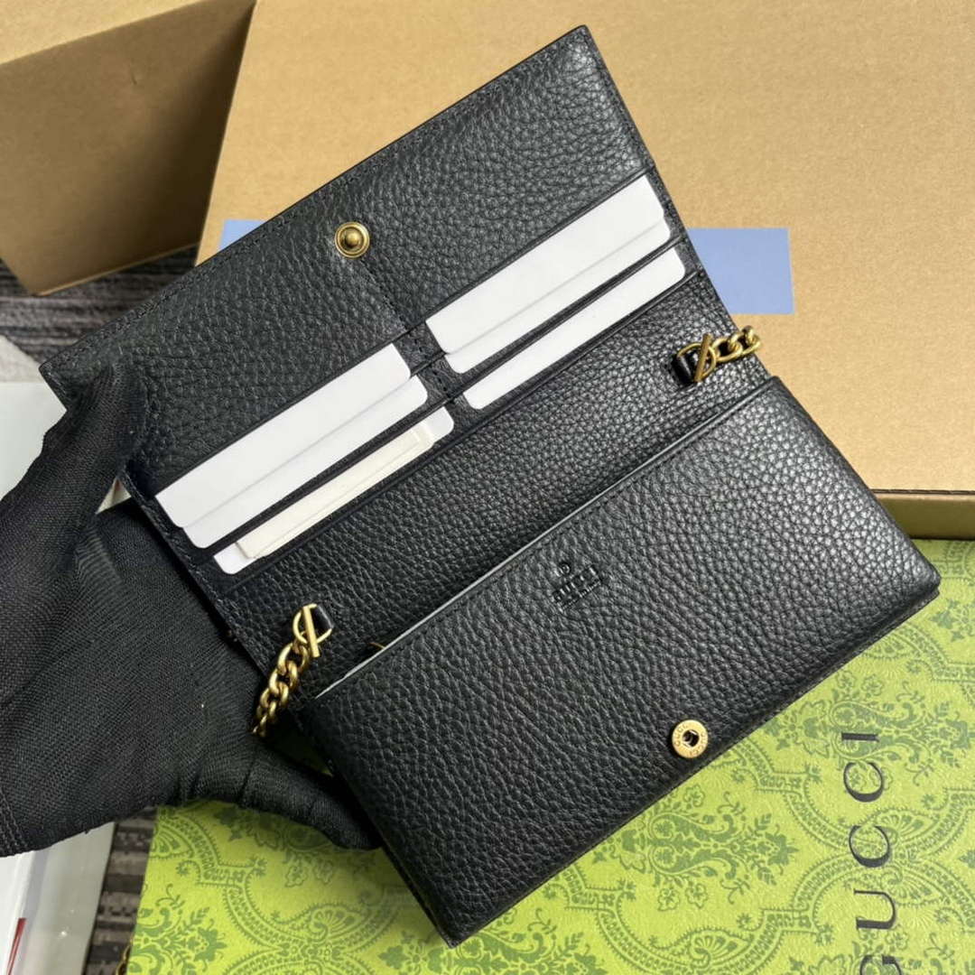 Gucci 746056 Chain Wallet With Interlocking G Python Bow Black - Default Title - View 6