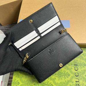 Gucci 746056 Chain Wallet With Interlocking G Python Bow Black - Default Title - View 6