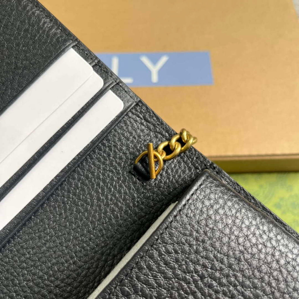 Gucci 746056 Chain Wallet With Interlocking G Python Bow Black