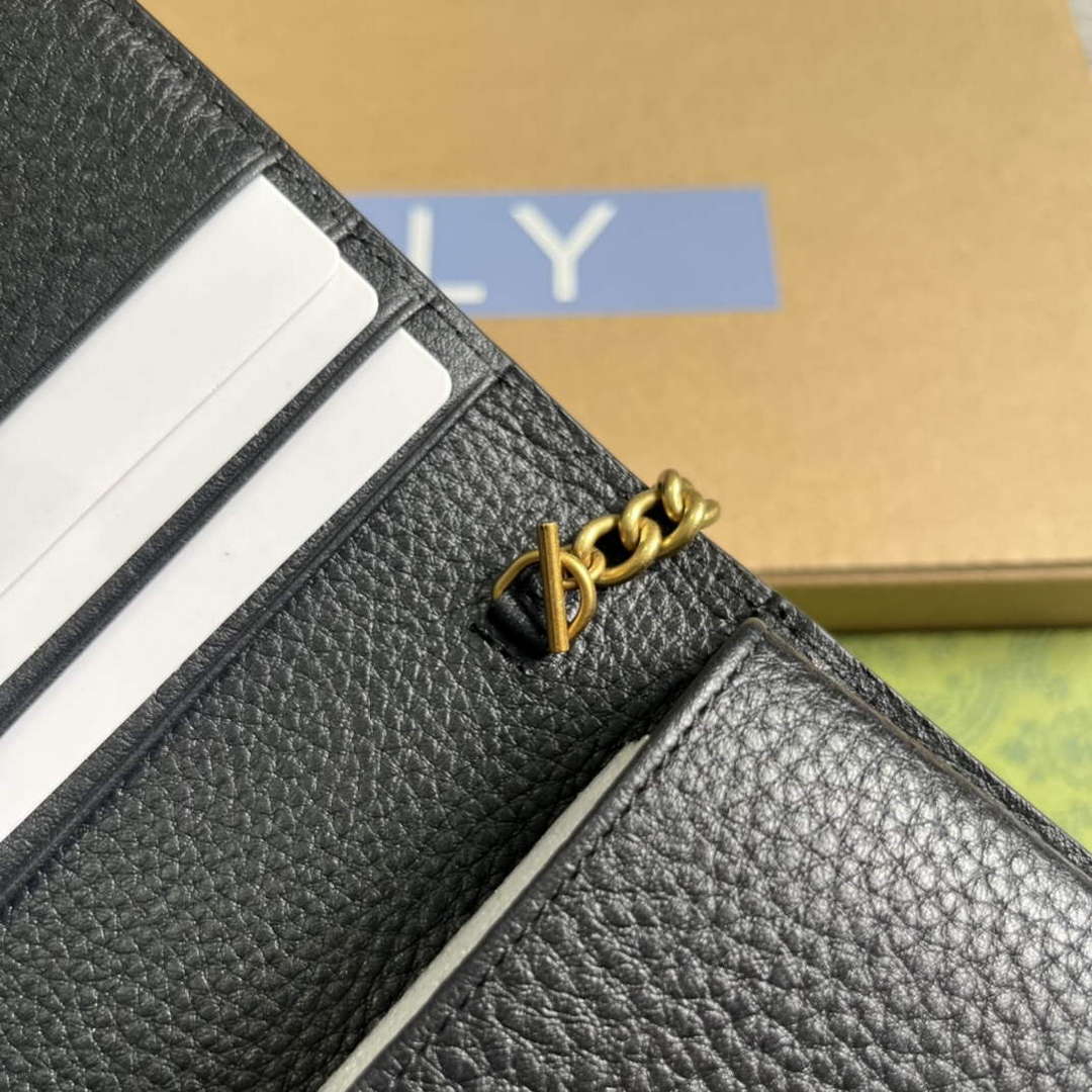 Gucci 746056 Chain Wallet With Interlocking G Python Bow Black
