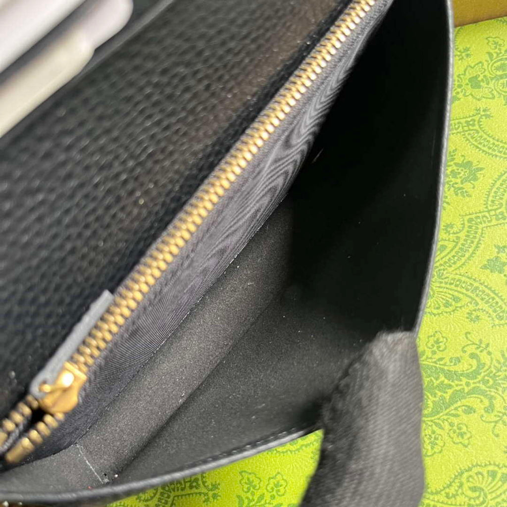 Gucci 746056 Chain Wallet With Interlocking G Python Bow Black