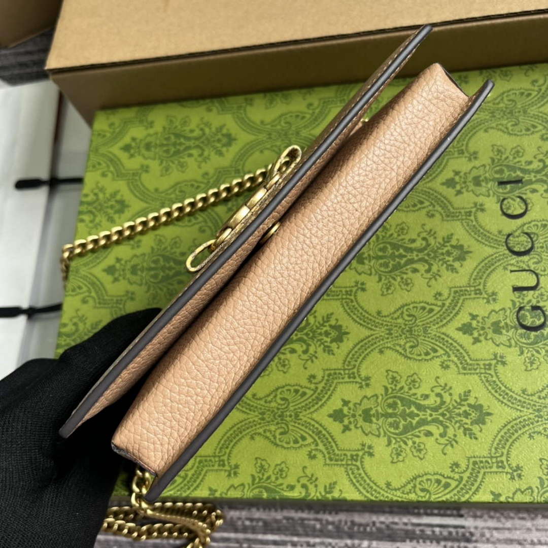 Gucci 746056 Chain Wallet With Interlocking G Python Bow Rose beige - Default Title - View 4