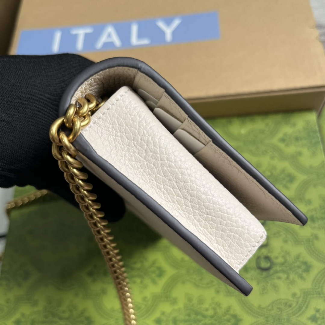 Gucci 746056 Chain Wallet With Interlocking G Python Bow White