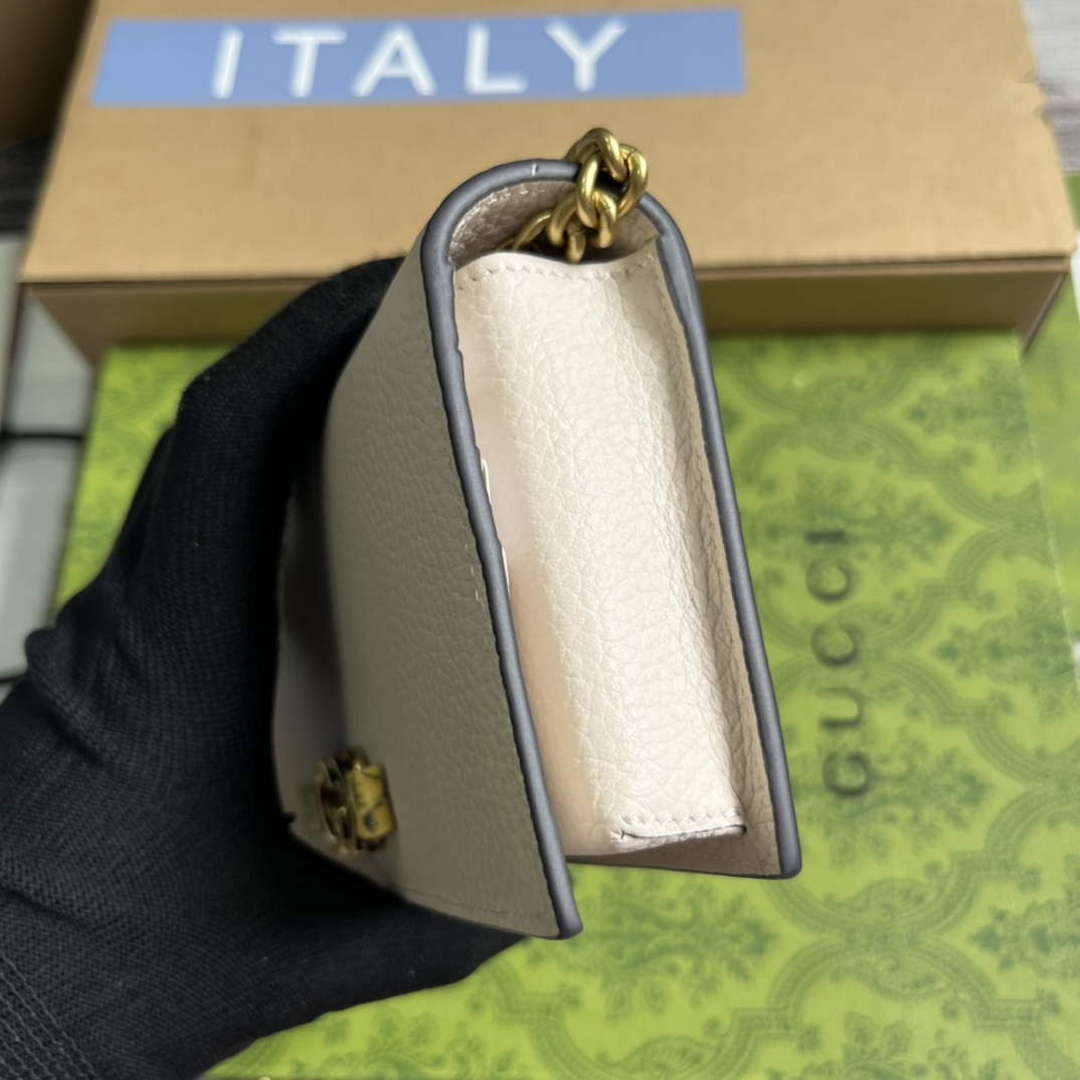 Gucci 746056 Chain Wallet With Interlocking G Python Bow White