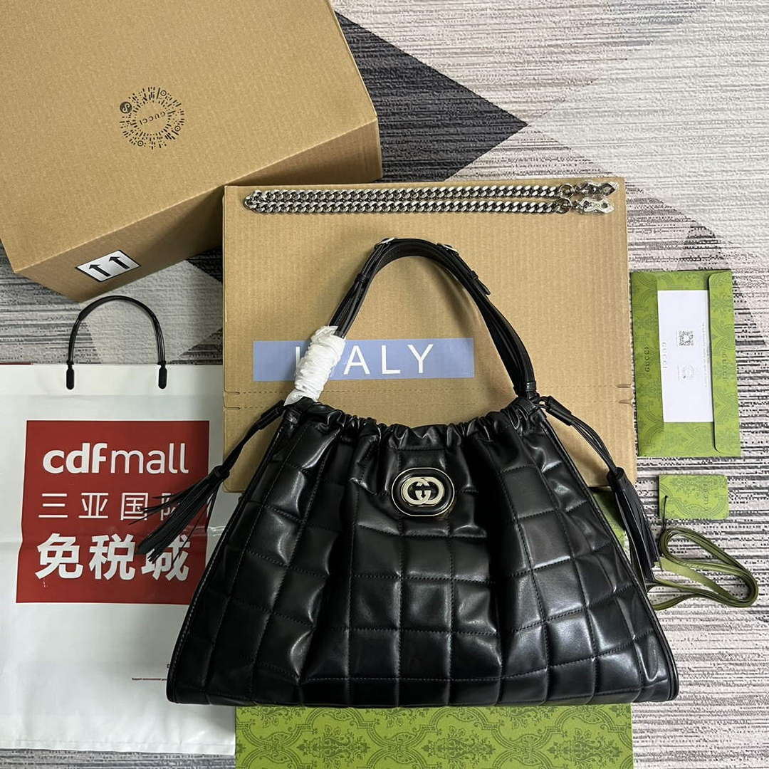 Gucci 746210 Gucci Deco Medium Tote Bag Black