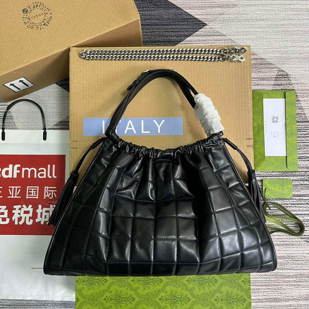 Gucci 746210 Gucci Deco Medium Tote Bag Black