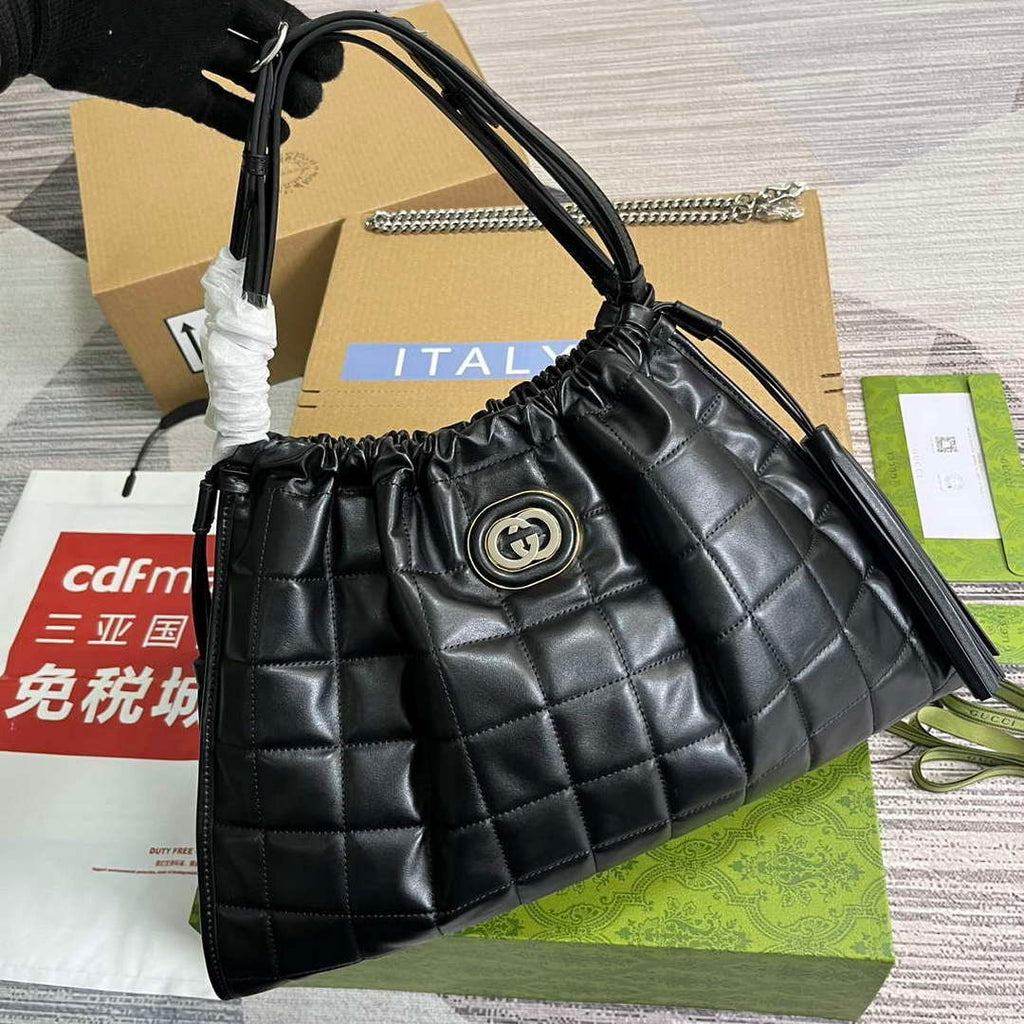 Gucci 746210 Gucci Deco Medium Tote Bag Black