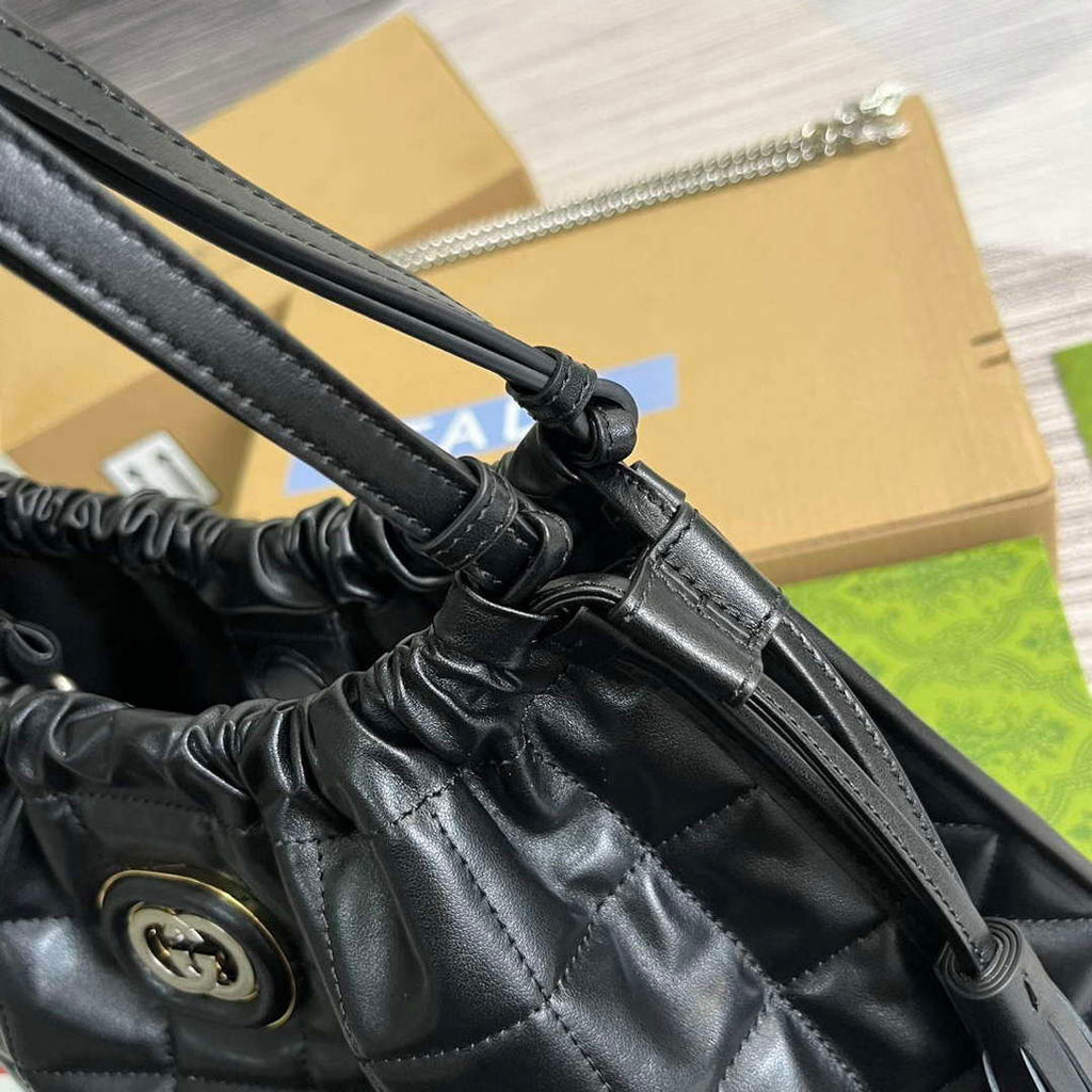 Gucci 746210 Gucci Deco Medium Tote Bag Black