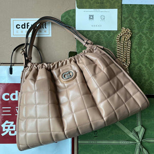 Gucci 746210 Gucci Deco medium tote bag in Apricot leather - Default Title - View 1