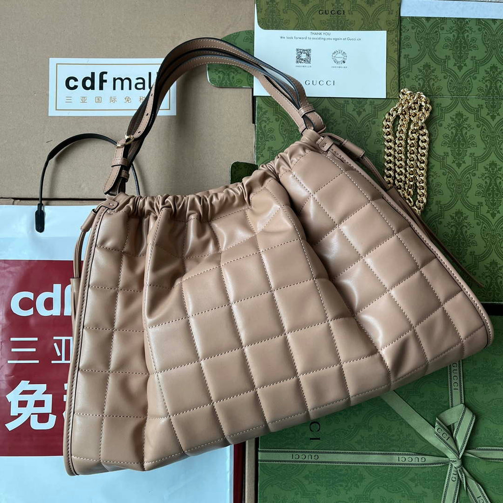 Gucci 746210 Gucci Deco medium tote bag in Apricot leather