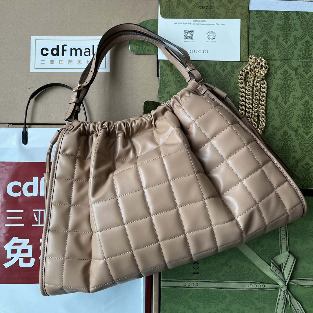 Gucci 746210 Gucci Deco medium tote bag in Apricot leather - Default Title - View 2