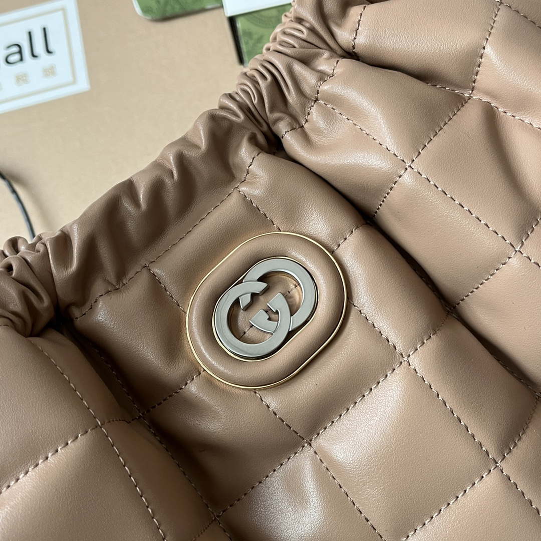 Gucci 746210 Gucci Deco medium tote bag in Apricot leather - Default Title - View 5