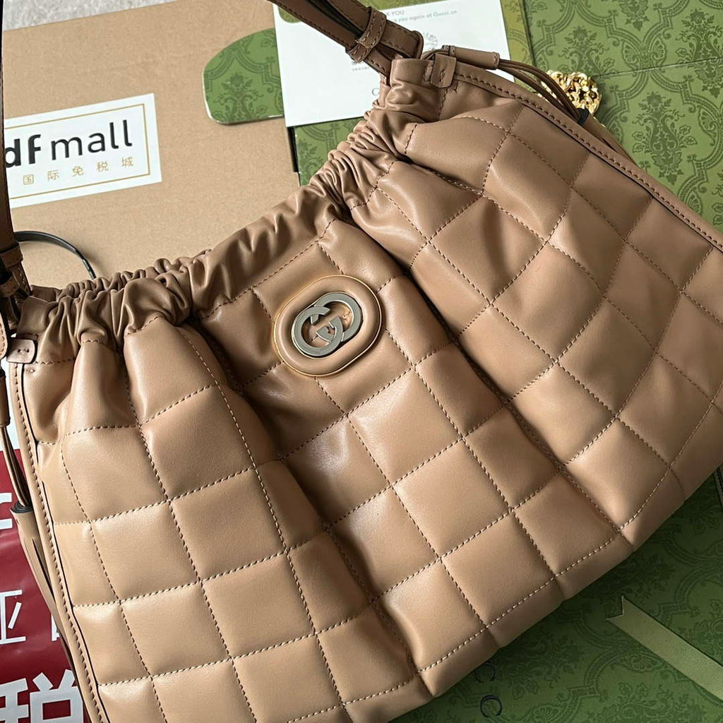 Gucci 746210 Gucci Deco medium tote bag in Apricot leather