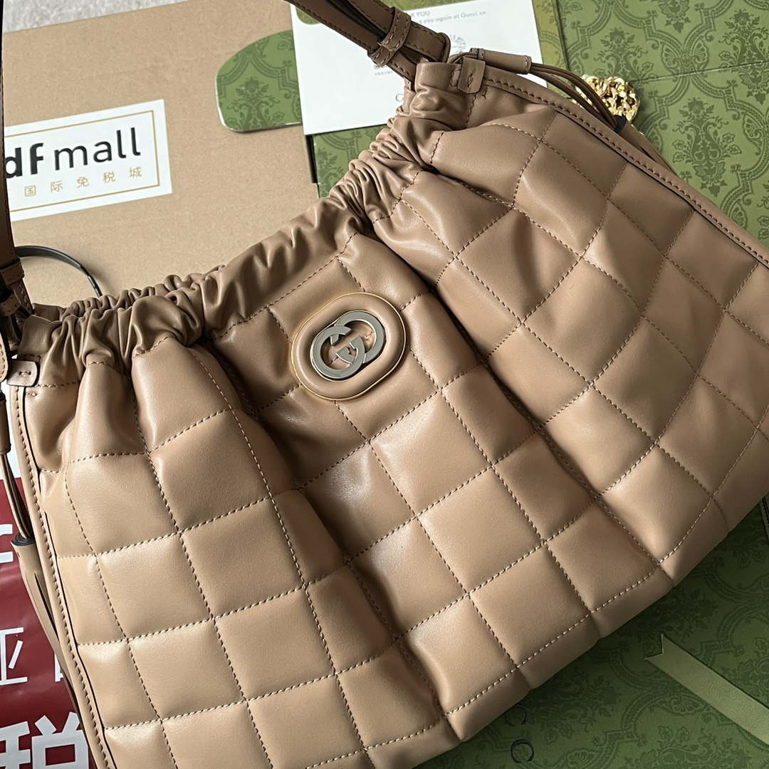 Gucci 746210 Gucci Deco medium tote bag in Apricot leather