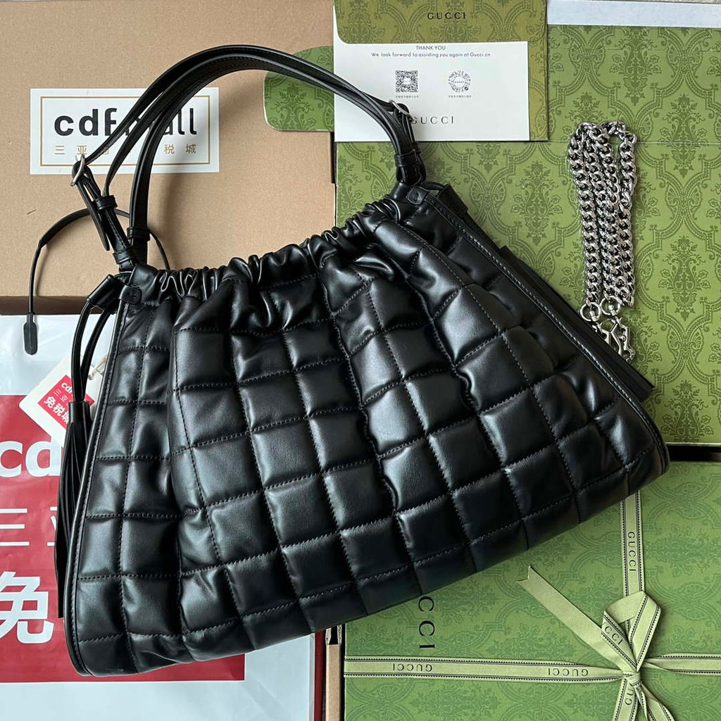 Gucci 746210 Gucci Deco medium tote bag in black leather